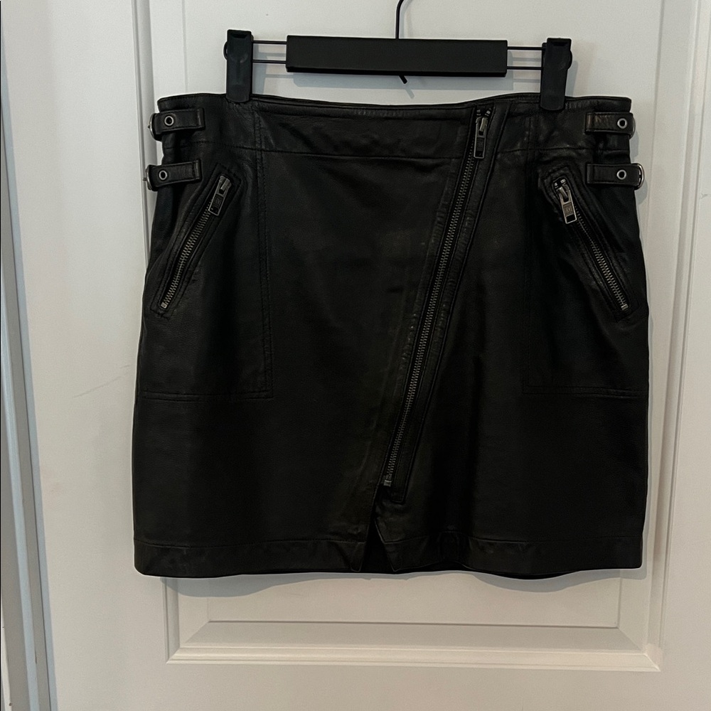 Frye Black Mini Skirt with Buckle Details